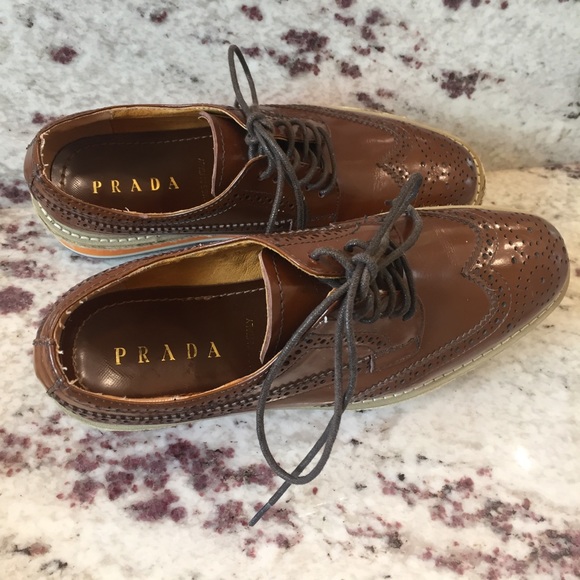 PRADA | Platform Jute Espadrilles Brogues Size 38 - Picture 8 of 16